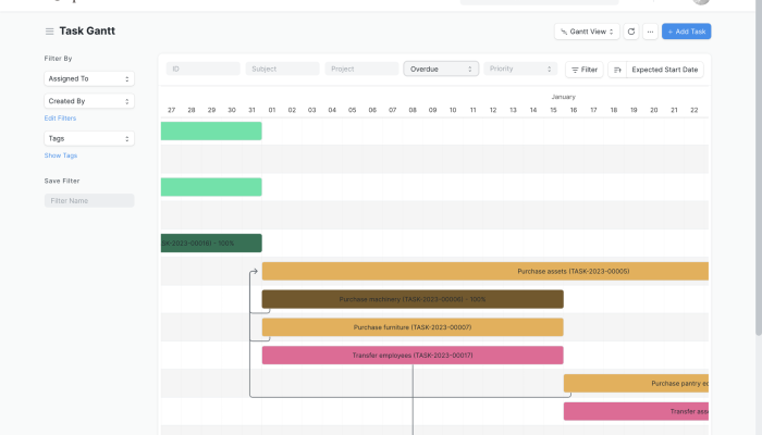 Project management screenshot
